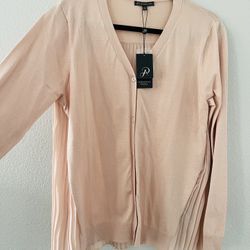 Adrianna Papell Blush Pleated Back Cardigan