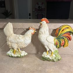 Vintage Homco Home Interior Plastic Rooster & Hen Wall Decor 