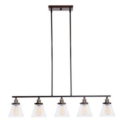 Jackson 5-Light Oil Rubbed Bronze and Antique Brass Pendant with Clear Glass Shades