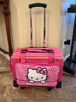 Sanrio Hello Kitty Pink Rolling Suitcase/Luggage Vintage Retro 15”x18”9-1/2”