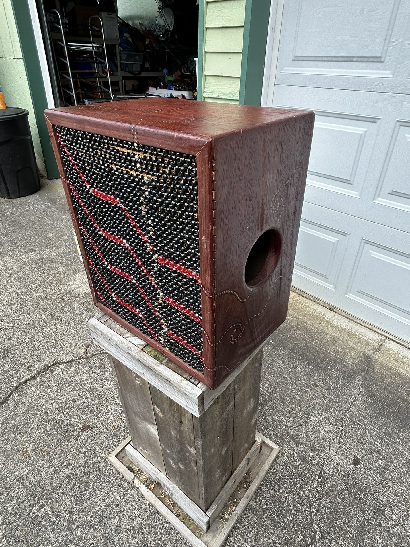 Handmade beaded Cajon, well built with lots of great sounds. Looks good too. $50, cash or Venmo, meet in person somewhere convenient. I live in Vanc