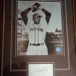 Framed Autograph Satchel Paige Picture 