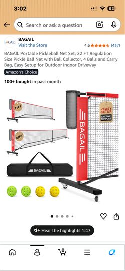 BAGAIL 2 in 1 portable pickleball net