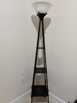 Black Floor Lamp with 3 Shelves