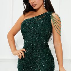 Alice Sequin Gown Emerald Dress Size Large