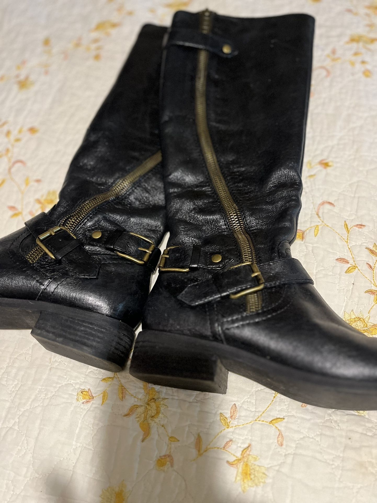 Black-dark Brown Riding Boots