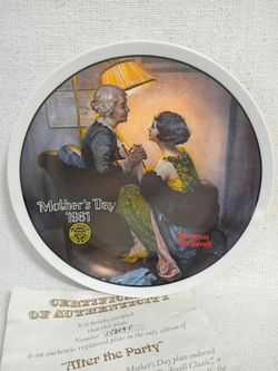 Mother's Day Gift 1981 Vintage 10" Plate American Rockwell Certificate For Serving & Home Decor Excellent Condition