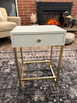 White and Gold Nightstand and Endtable
