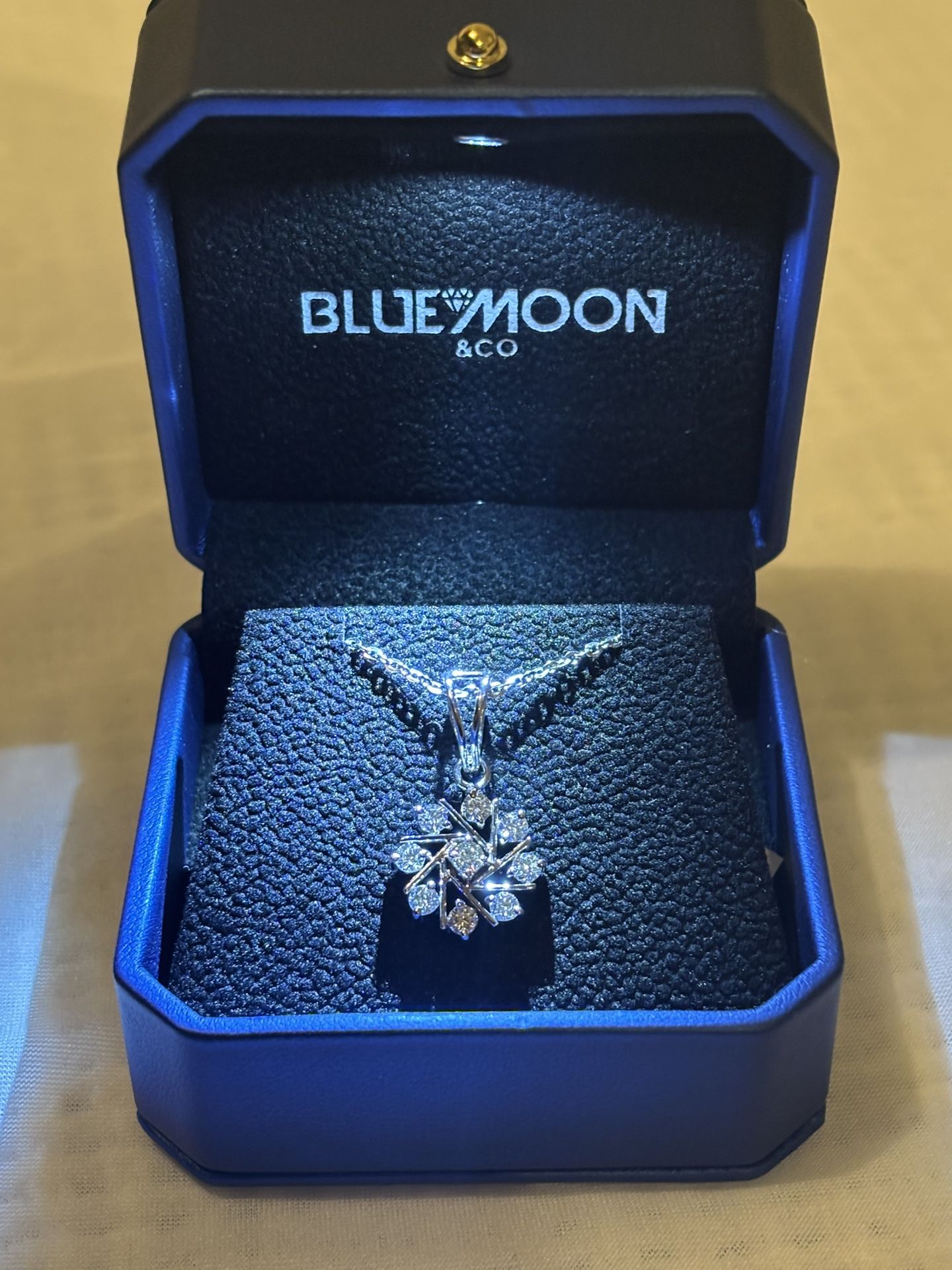 14k Solid White Gold Flower Windmill Pendant W/ 18” Necklace