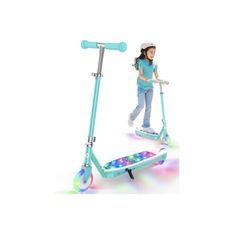 Gyroor KS2 Kids Electric Scooter 5 MPH Safe Speed Foot Sensor Start LED Lights - Blue