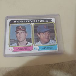 1974 Topps Nolan Ryan And Tom Seaver Strikeout Leaders Baseball Card