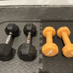 12 Lb Hex Dumbbells And 8 Lb Neoprene Dumbbells