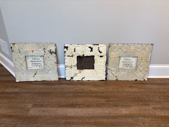 🖼️ Vintage Tin Ceiling Tile Photo Frames – Set of 3