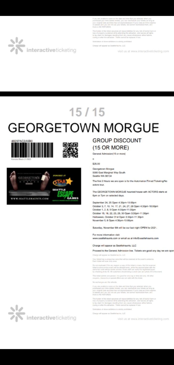 Georgetown Morgue tickets any day
