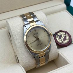 1966 Rolex Oyster Perpetual 34mm  Factory Zephyr dial 1008 two tone yellow gold stainless steel oyster bracelet box appraisal papers