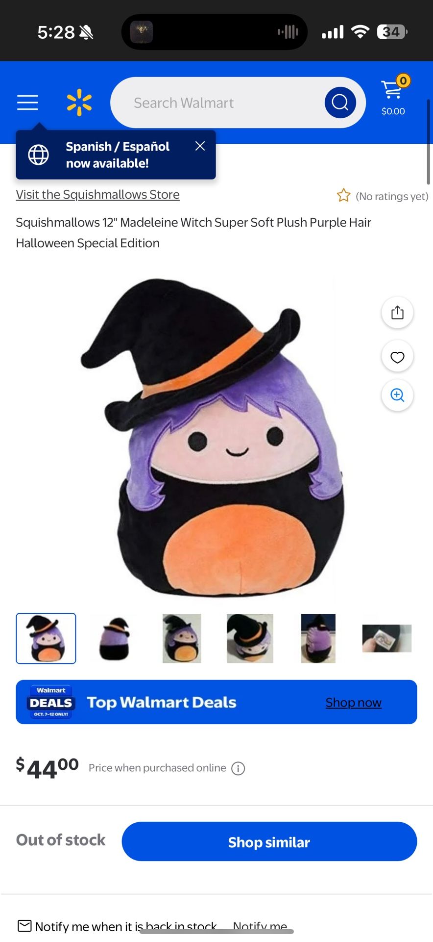 HALLOWEEN, Squishmallow Madeline The Witch Plush 