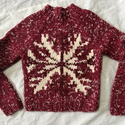 Vintage Express Chunky Knit Wool & Alpaca Sweater Red White Snowflake Women’s Medium Cozy  Beautiful vintage Express chunky knit sweater in a classic 