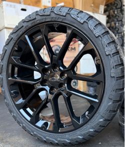 24'' Wheels fit Escalade 2146 Black 33'' Tires Silverado Sierra Yukon Tahoe Rims