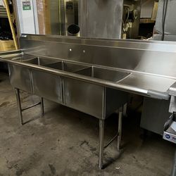 3 tub sink Commercial Restaurant NSF approved 90” NEW