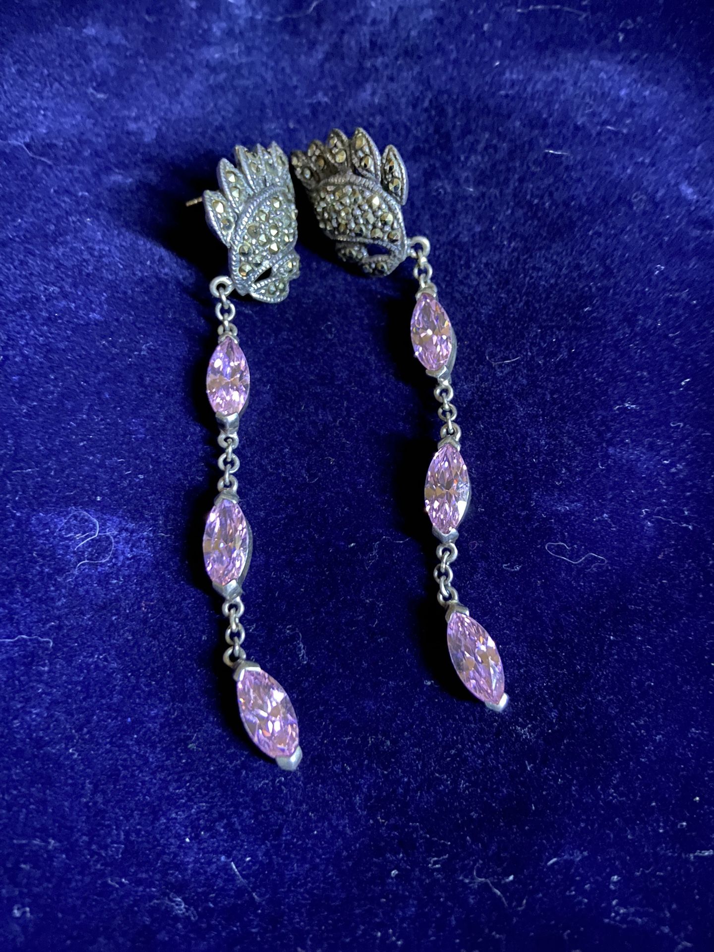 Vintage 925 Silver With Gorgeous Pink Stones 