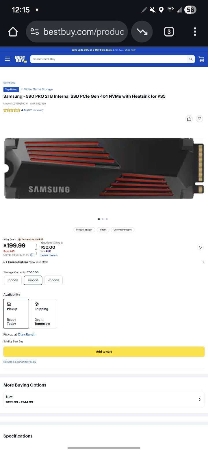 Samsung - 990 PRO 2TB Internal SSD PCIe Gen 4x4 NVMe with Heatsink