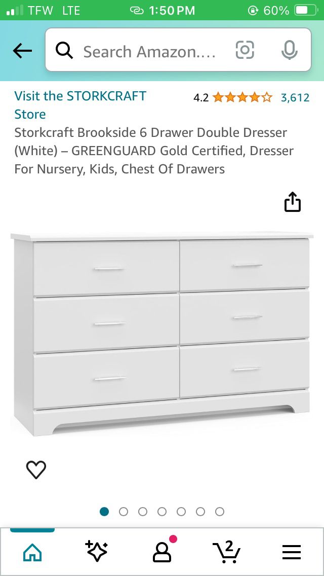 6 Drawer White Dresser