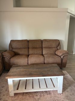 Brown Microfiber Reclining Sofa