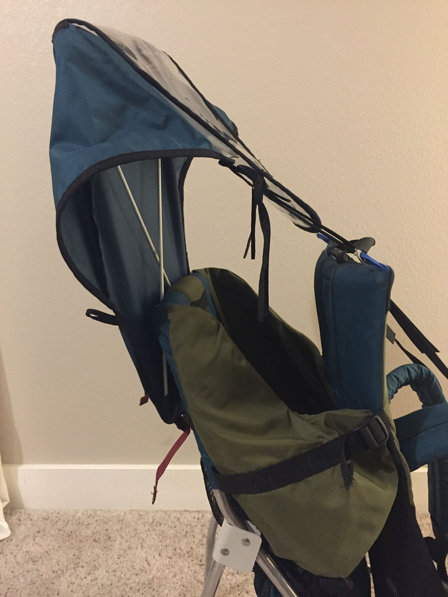 Tough Traveler Pal’mino Baby/Child or Dog Carrier Backpack w/Rain Sun Shade, Stirrups and Dog Perch Seat