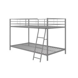 Mainstays Small Spaces Twin-over-Twin Low Profile Junior Bunk Bed, Silver, New In Box