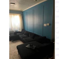 Black Suede Sectional 