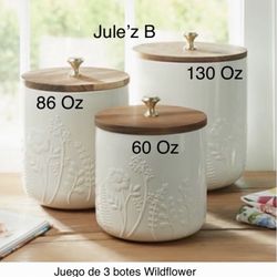 Princess House Juego De 3 Botes Wildflower Nuevos En Su Caja 