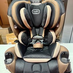 Open Box Evenflo EveryFit All4One 3 in 1 Convertible Car Seat Quick Clean Belmont Brown