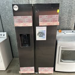 SAMSUNG REFRIGERATOR SIDE BY SIDE DOORS BLACK STAINLESS 