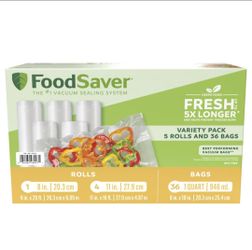 Vacuum seal bags 5 rolls and 36 quart bag