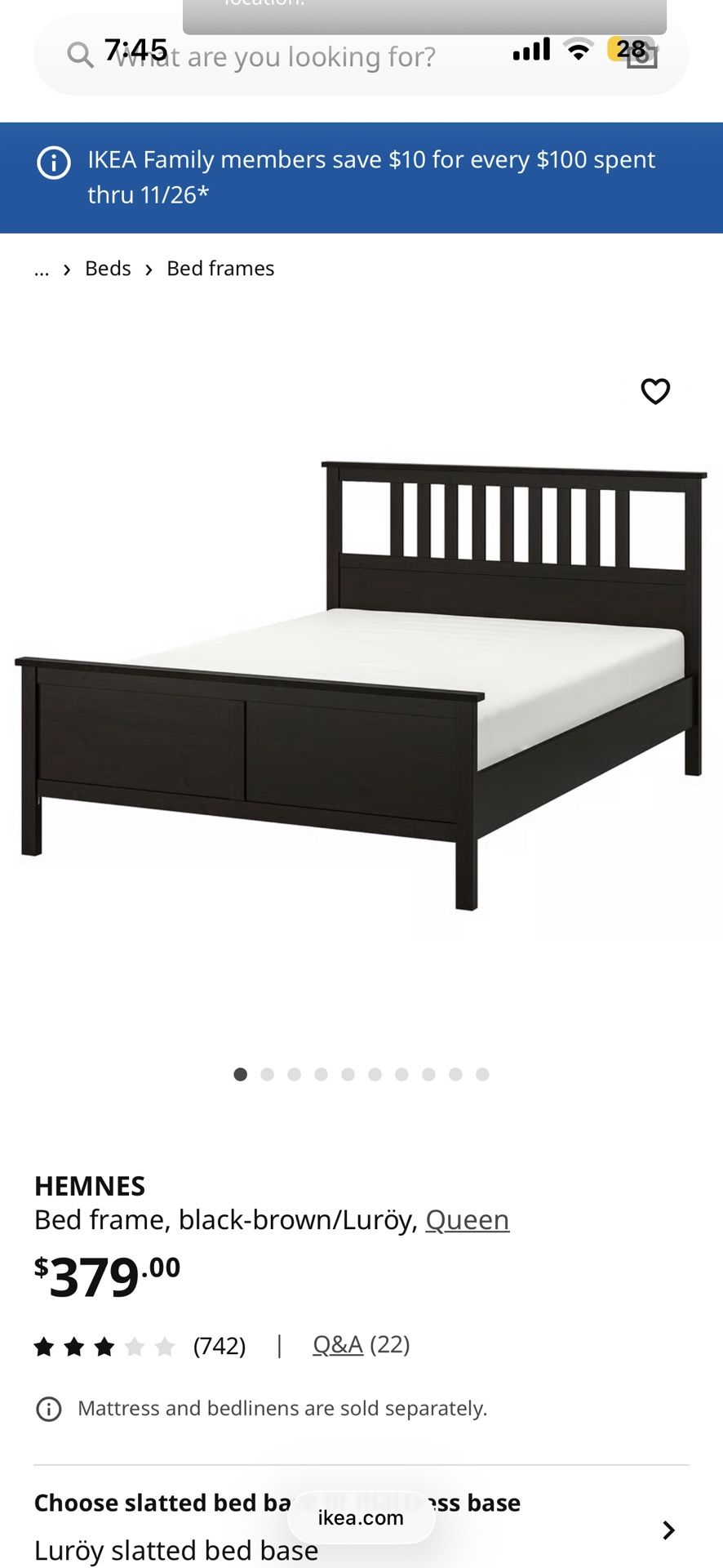 IKEA Queen Bed Frame Black New In Box