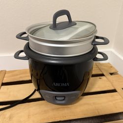 AROMA® 6-Cup (Cooked) / 1.5Qt. Rice & Grain Cooker, Black, New, ARC-743-1NGB