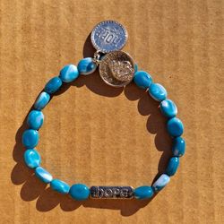 Hope / Peace Plastic Bead Stretch Bracelet