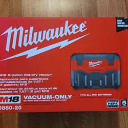 New Milwaukee M18 Cordless Wet/Dry Vacuum Tool-only.  $100 Firm. Pickup Only. 