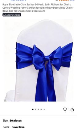 royal blue satin chair sashes 50 pieces (106inx5.5in)