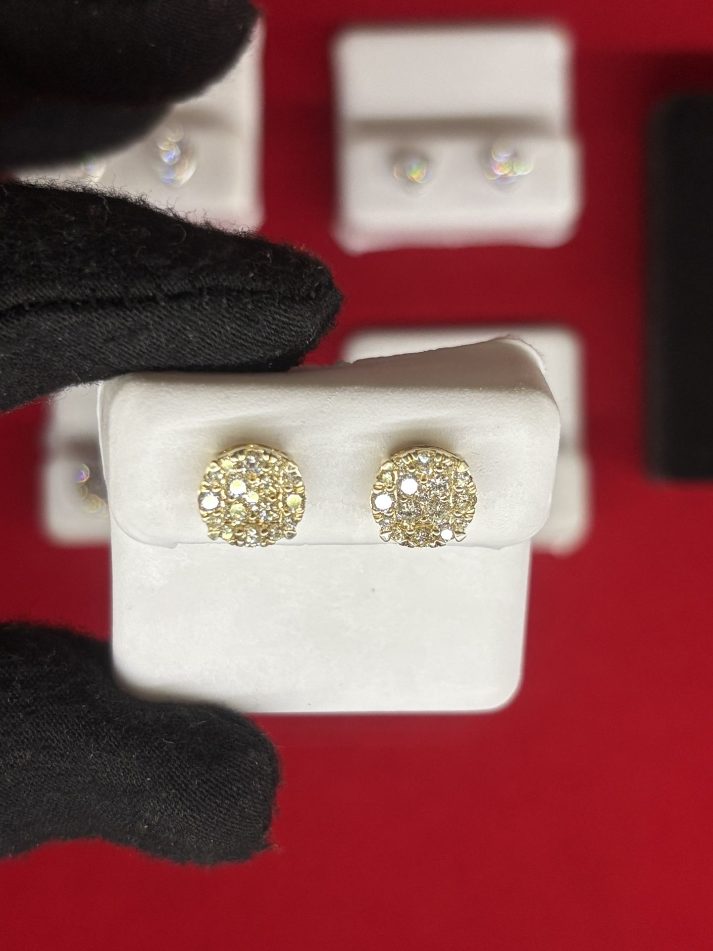 Brand New 10k 9mm Yellow Gold .98 Carat SI2 Natural Diamond π Earrings Screw Backs