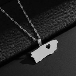 Puerto Rico Map Necklace 