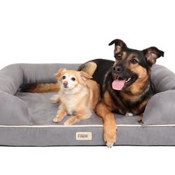 Friends Forever XX-Large Dog Bed, Orthopedic Dog Sofa Memory Foam Mattress, Calming Dog Couch Bed, Wall Rim Pillow, Water Resistant Liner, Washable Co