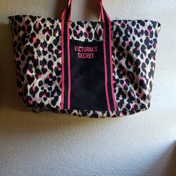 Victoria's Secret Pink And Black Leopard Print Tote Bag Carry On for