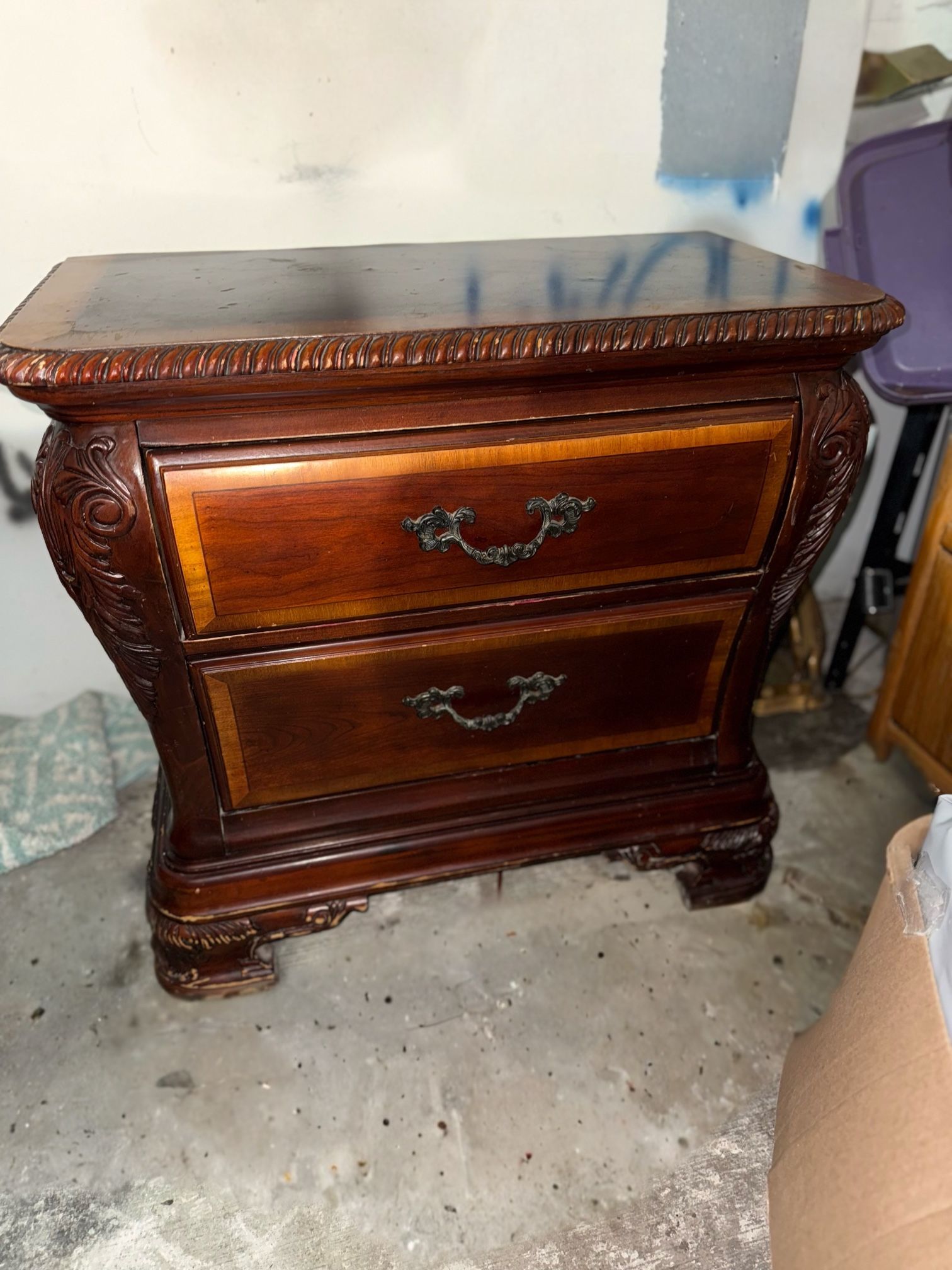Mahogany Wood Furniture And Red Leather Loveseat!