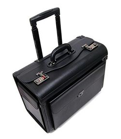 Rolling leather briefcase