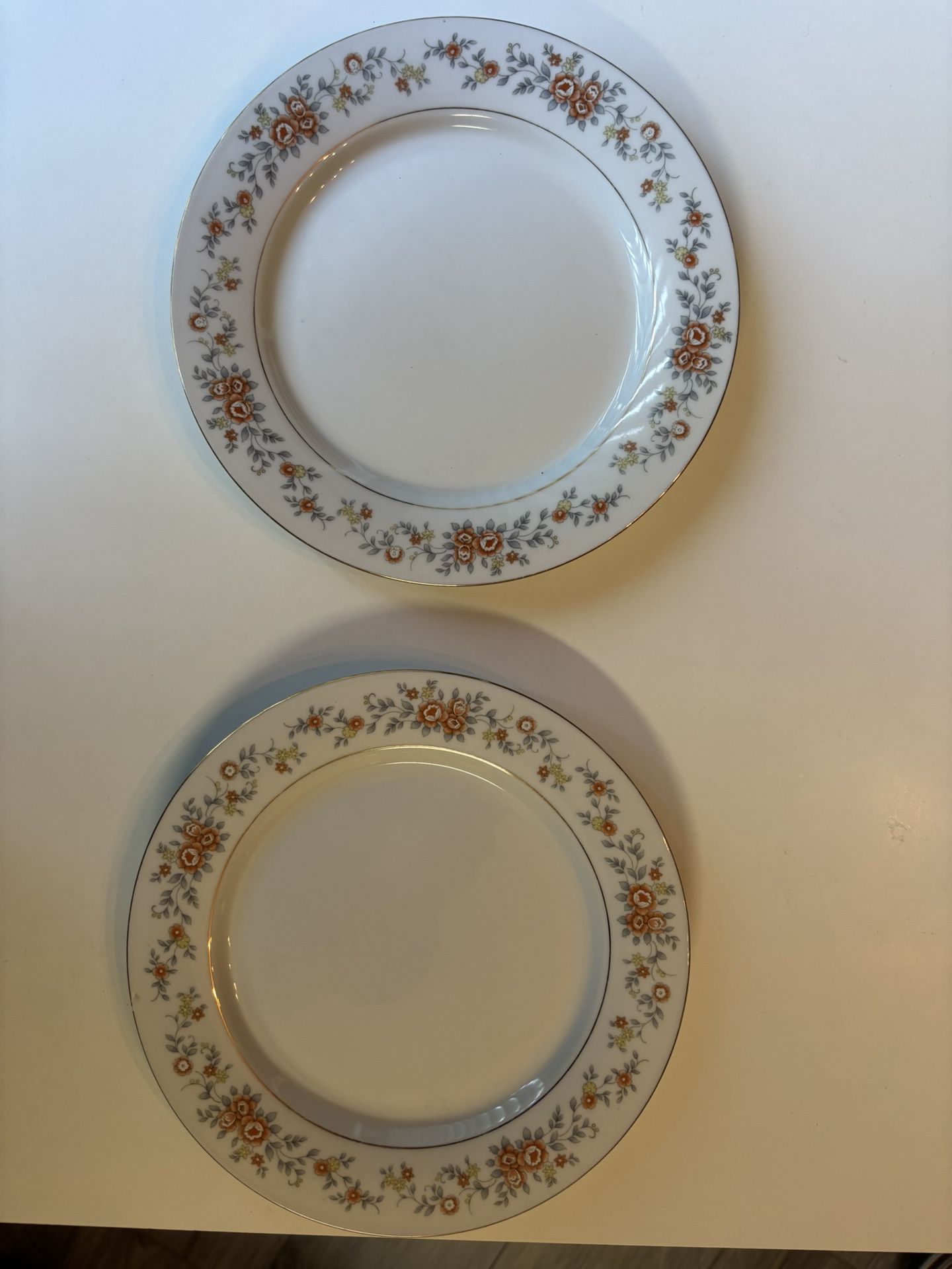 Vintage Baum Bros China Salad Plates – Floral Pattern – Set of 2 – Fair Condition