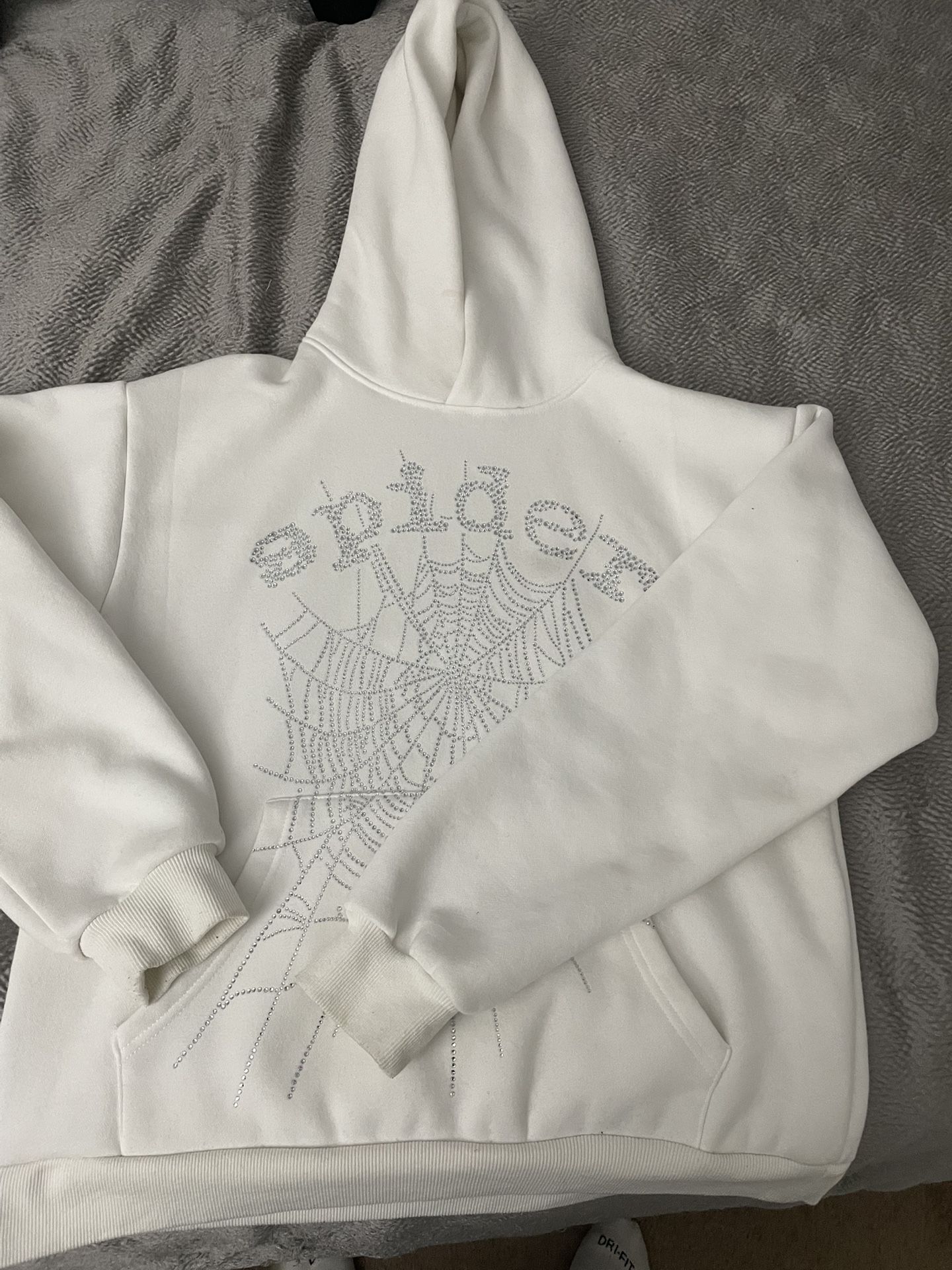 White Rine Stone Hoodie Medium