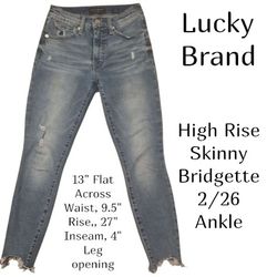 LUCKY BRAND  High Rise Skinny Bridgette Jeans 2/26