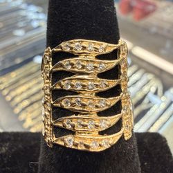 14KT Layered Ring W/ White Stones 41928-2