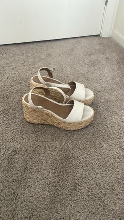White wedge heels